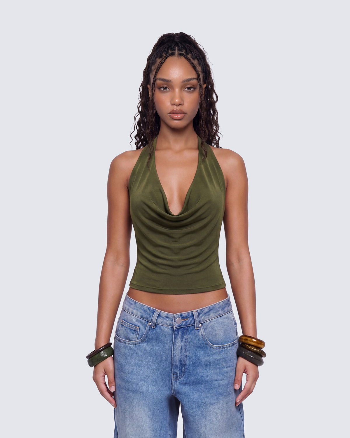 Blusa Kaelle Verde Gola Degagê