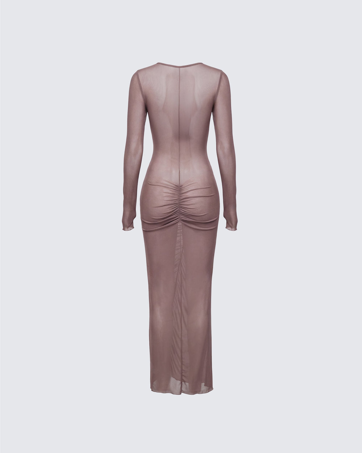 Vestido Longo Sera Marrom de Tule Transparente