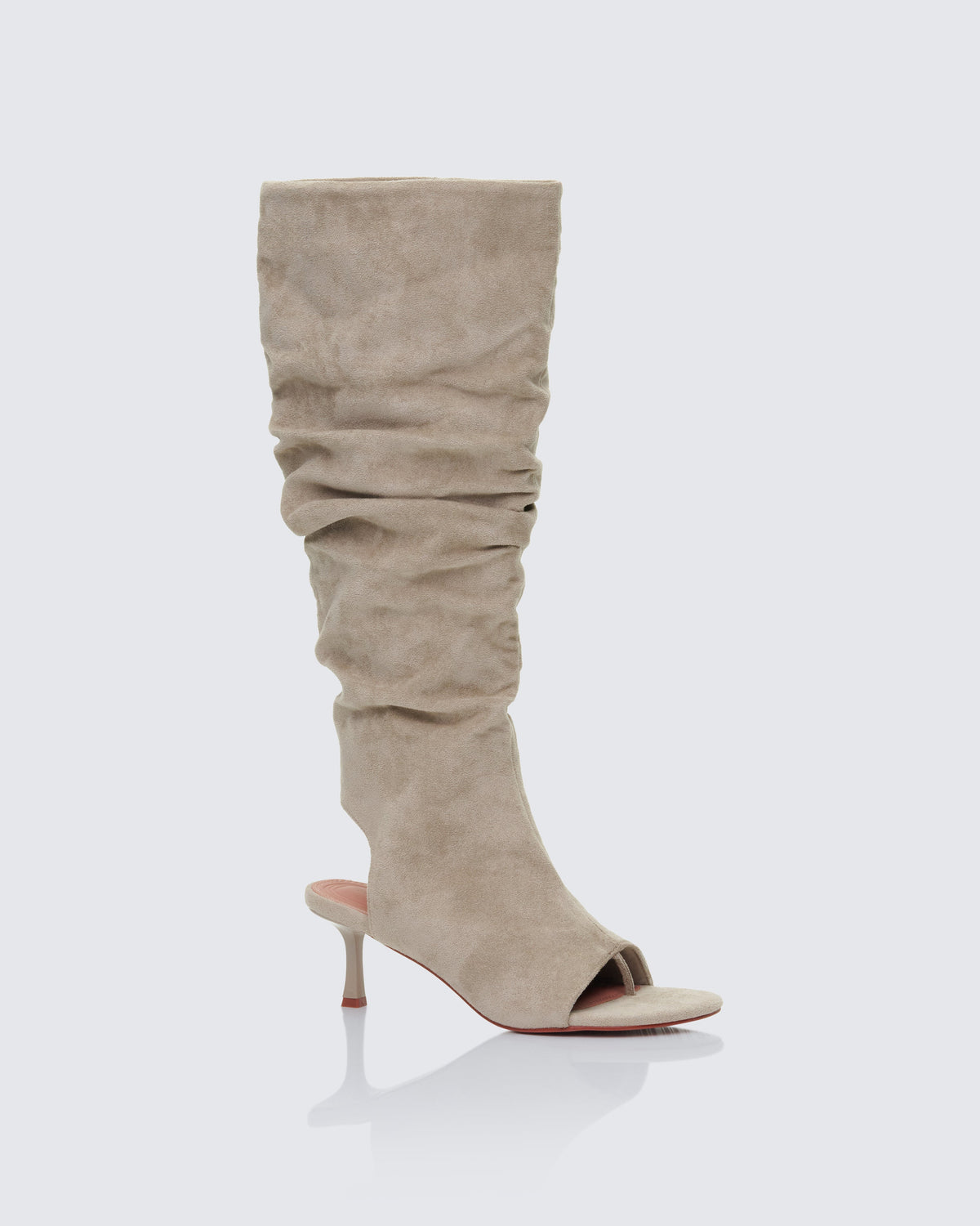 Bota Stormi Areia de Camurça Sintética Peep Toe
