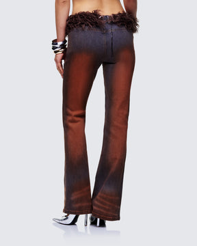 Calça Jeans Adie Marrom com Pelúcia