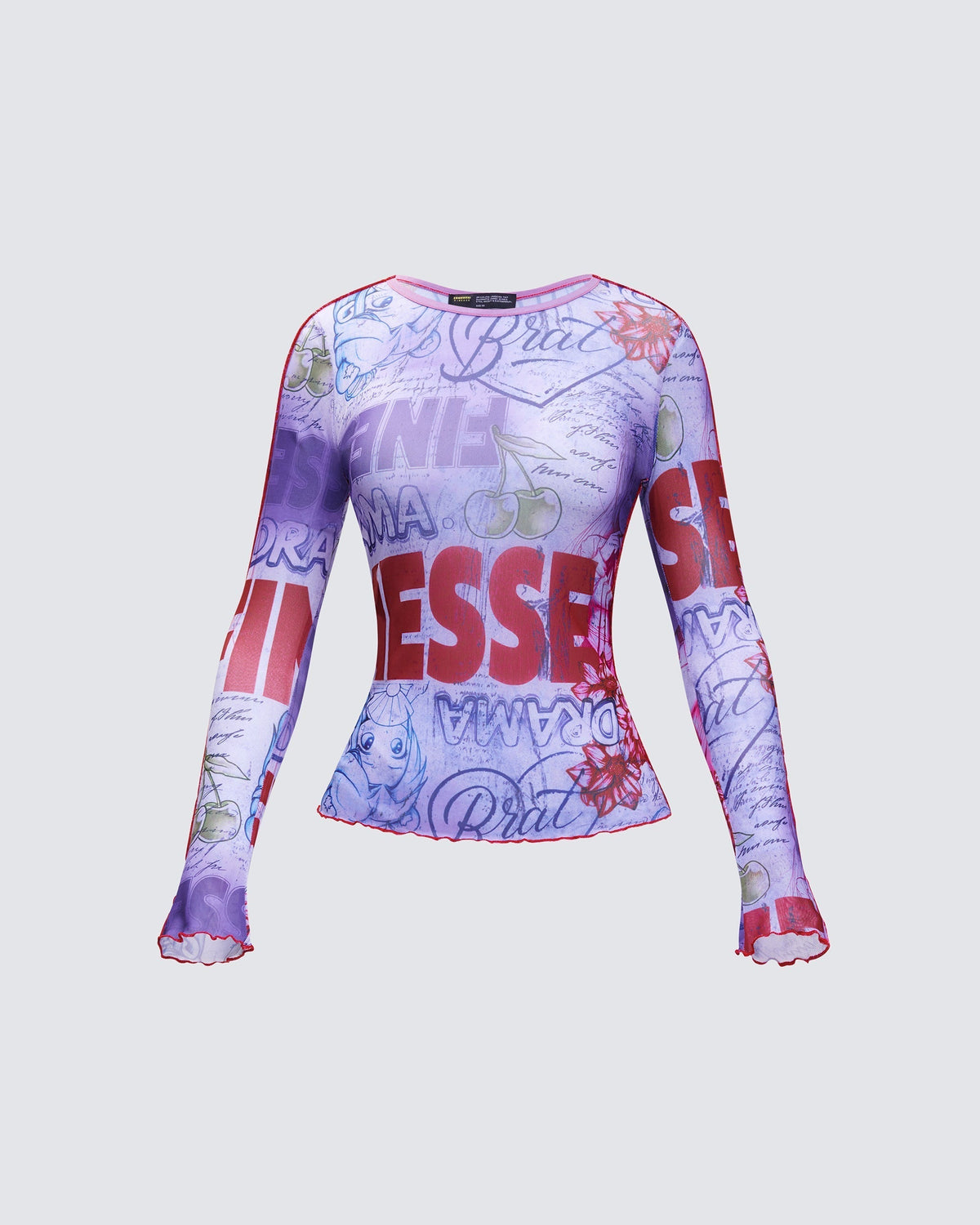 Blusa Cleodora Roxa de Tule Estampado