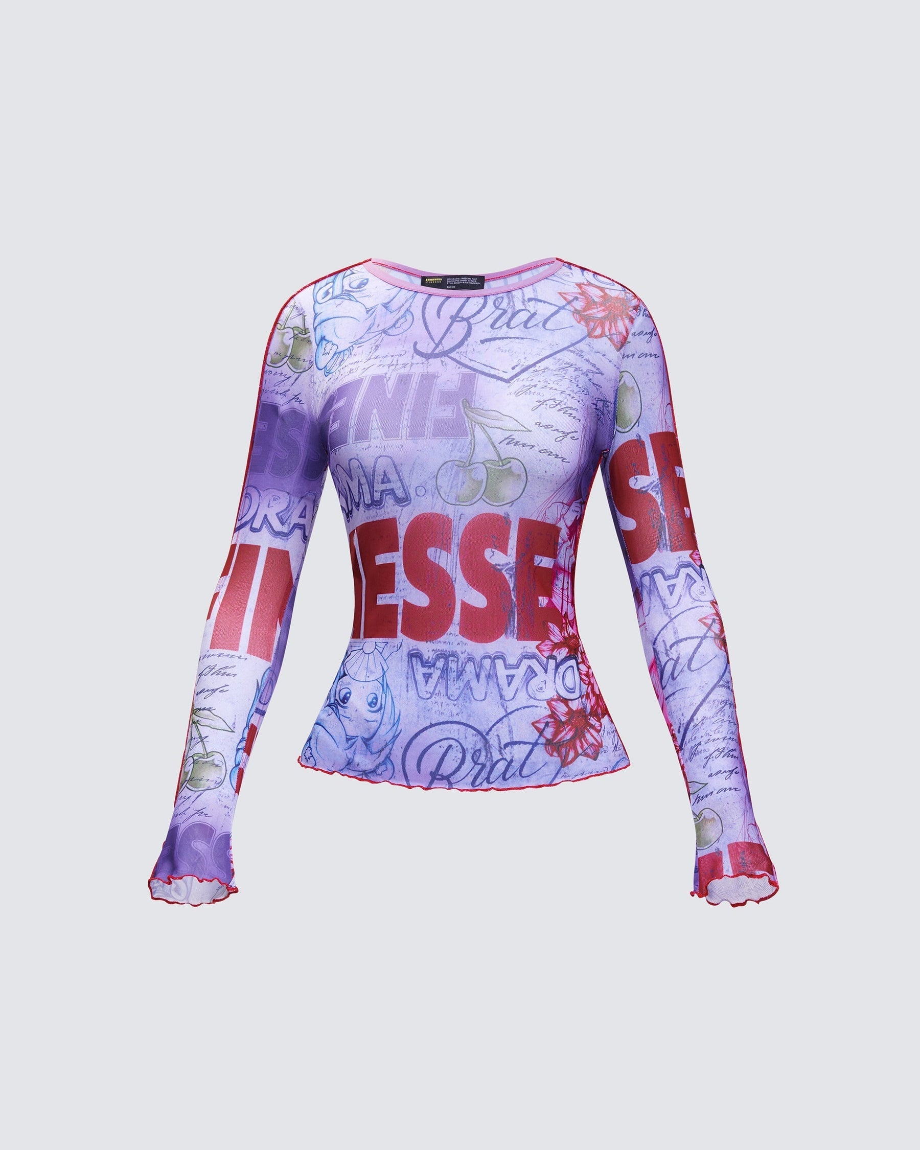 Blusa Cleodora Roxa de Tule Estampado