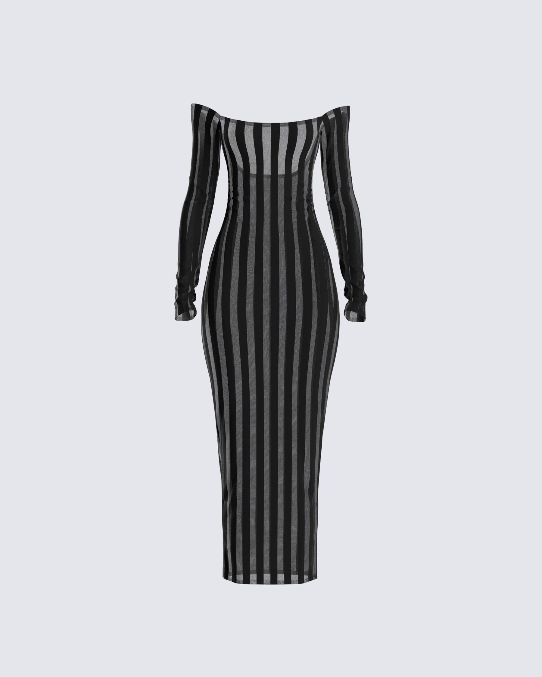 Vestido Midi Meritt Preto Listrado