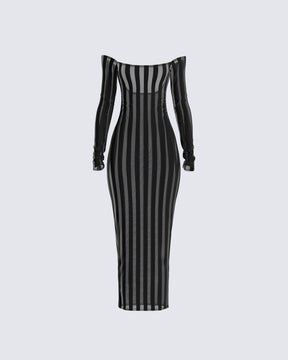 Vestido Midi Meritt Preto Listrado