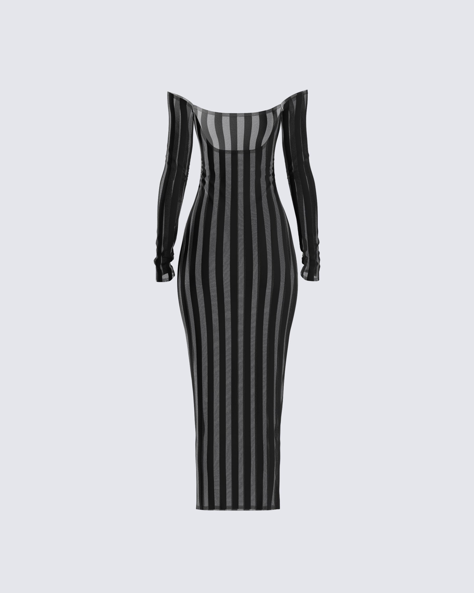 Vestido Midi Meritt Preto Listrado