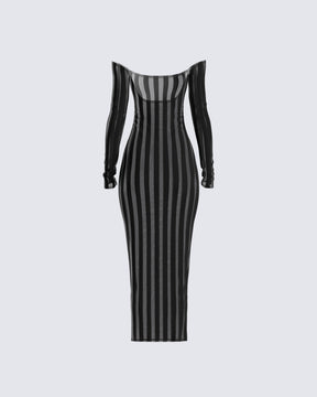 Vestido Midi Meritt Preto Listrado