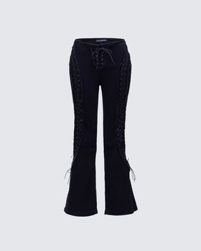 Calça Jeans Genoveva Preta com Amarração