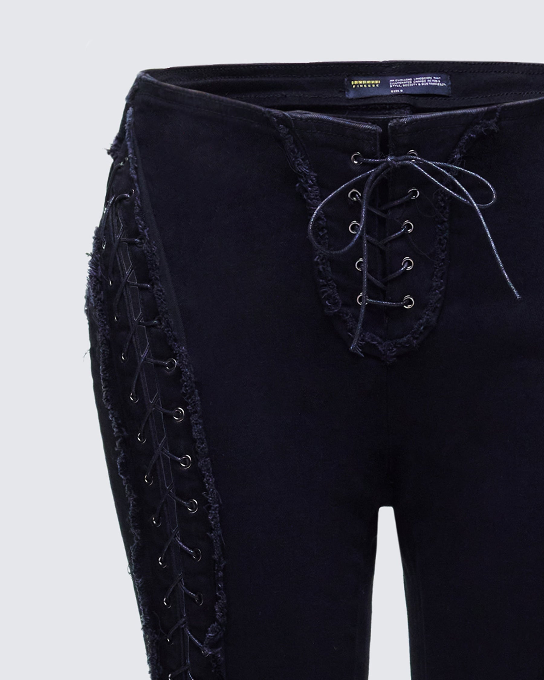 Calça Jeans Genoveva Preta com Amarração