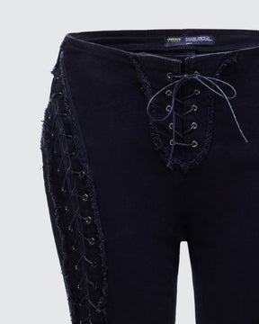 Calça Jeans Genoveva Preta com Amarração