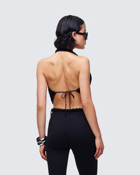 Top Helen Preto de Tela Frente Única Degagê