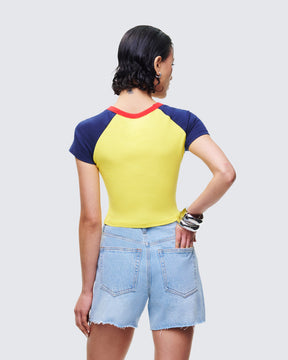 Cropped Amber Amarelo Estampado