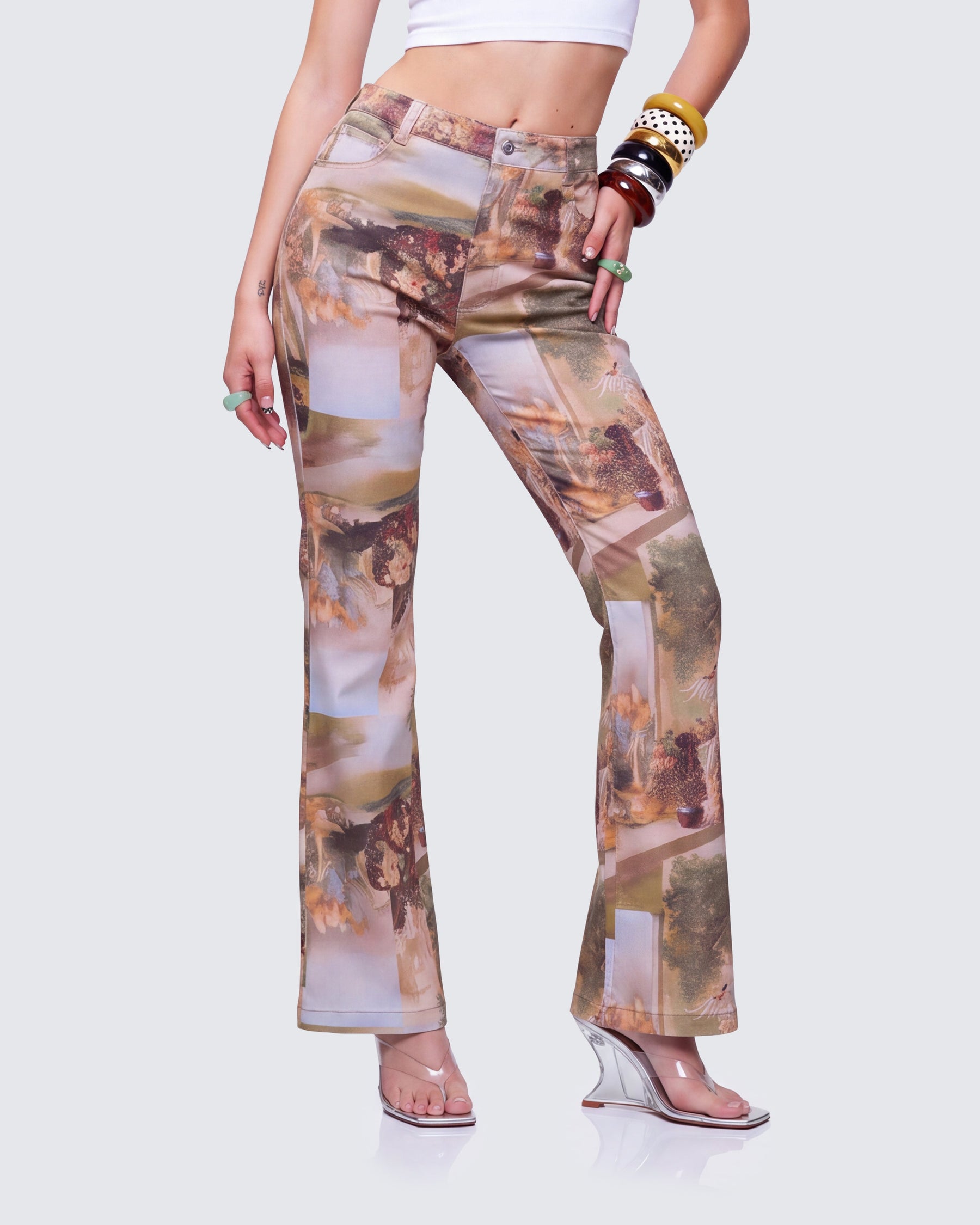 Calça Aphrodite Estampada Cintura Alta