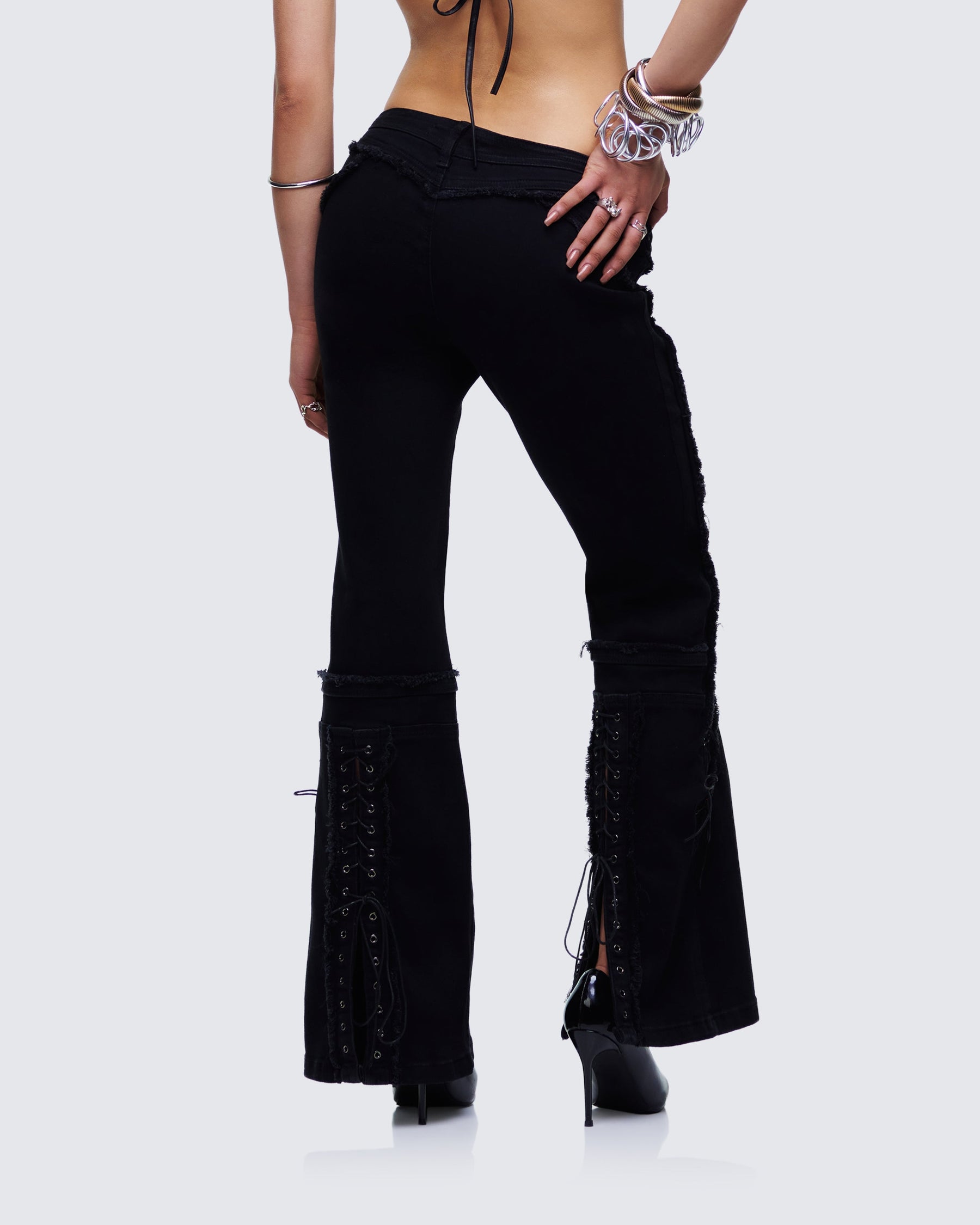 Calça Jeans Genoveva Preta com Amarração