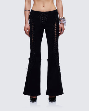 Calça Jeans Genoveva Preta com Amarração