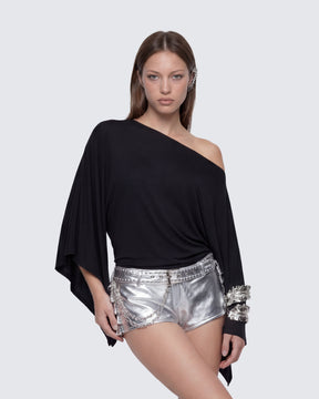 Blusa Jannah Preta Manga Morcego