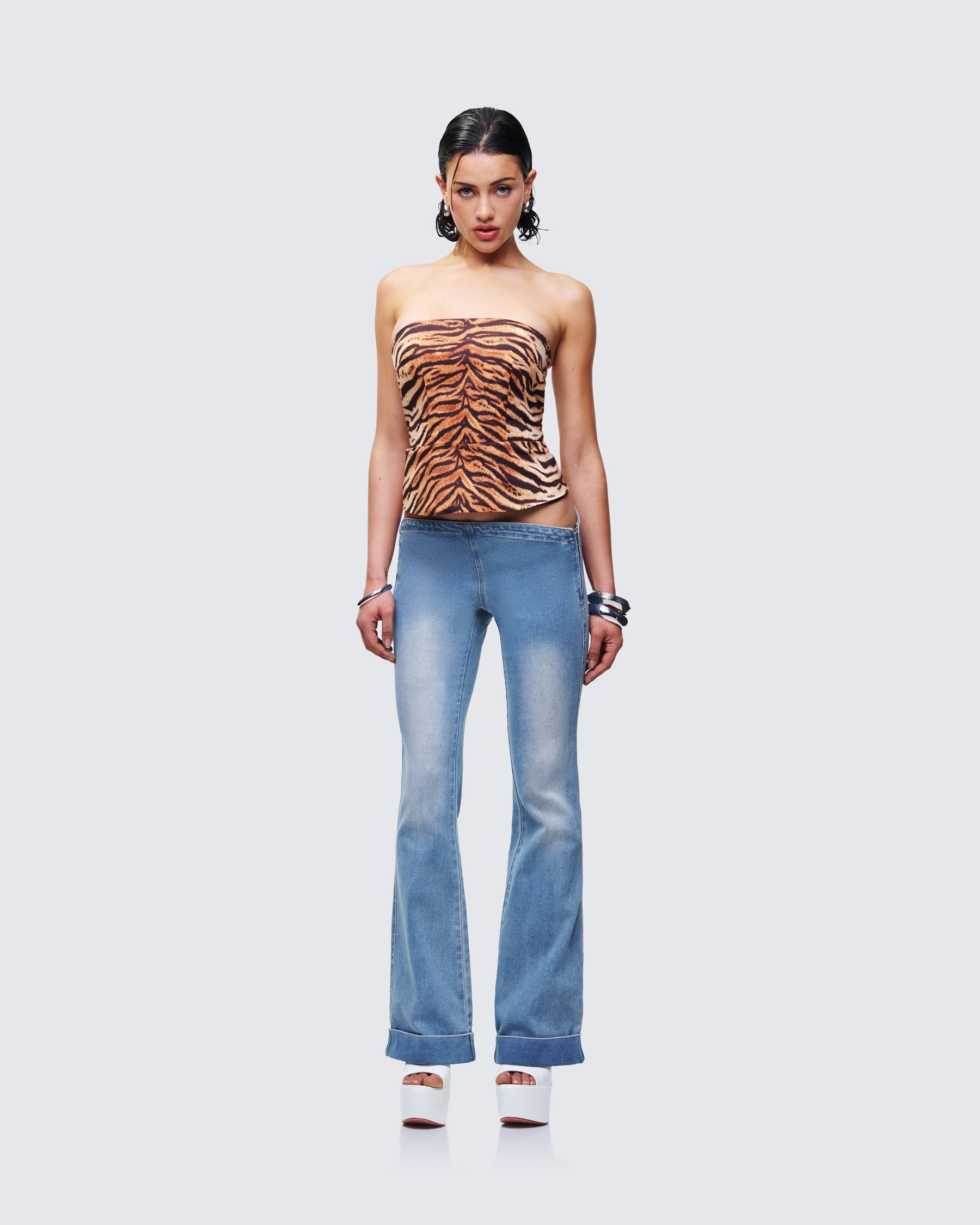 Blusa Juliana Marrom com Estampa de Tigre