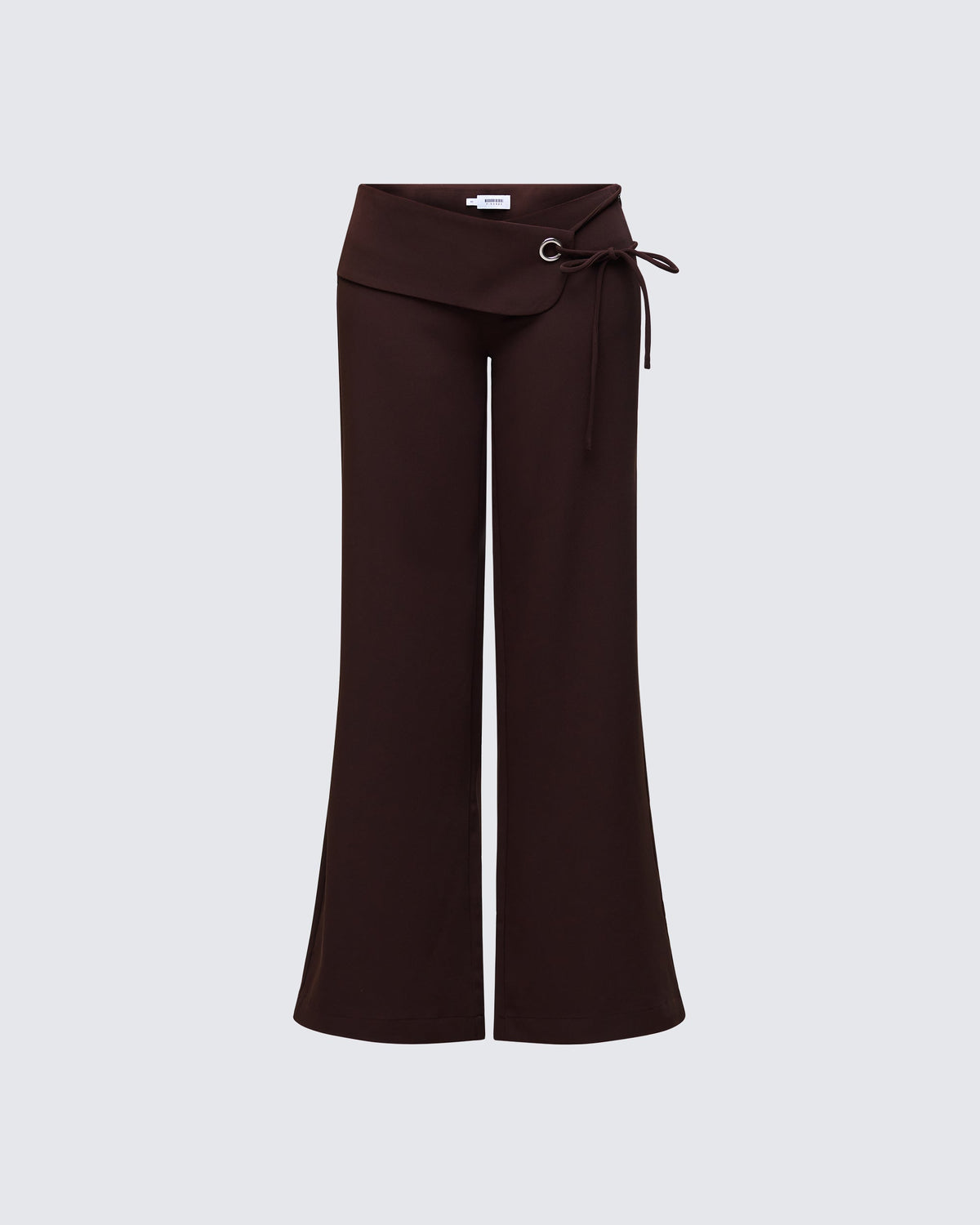 Calça Lova Marrom Flare Cintura Baixa de Alfaiataria